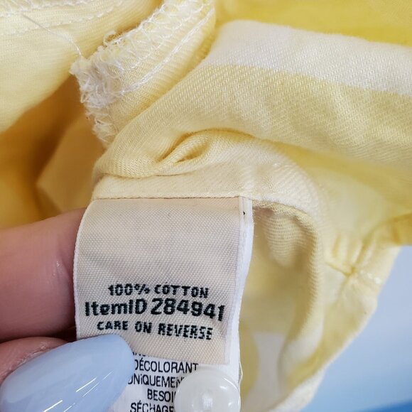 L.L.Bean Womens L Yellow White Plaid Cotton Button Up Shirt Collared Classic - Picture 13 of 16